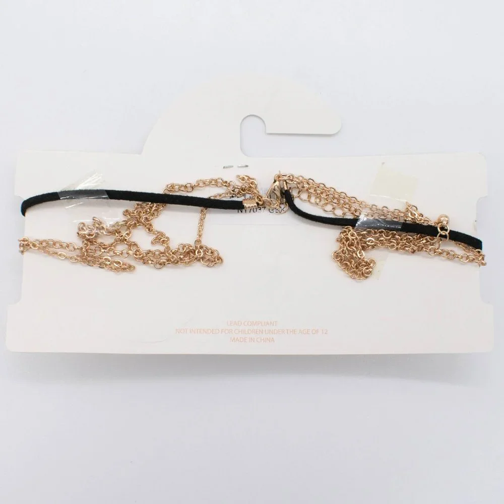 Carisma Women's Black and Gold Tone Chain Choker‎ Necklace
